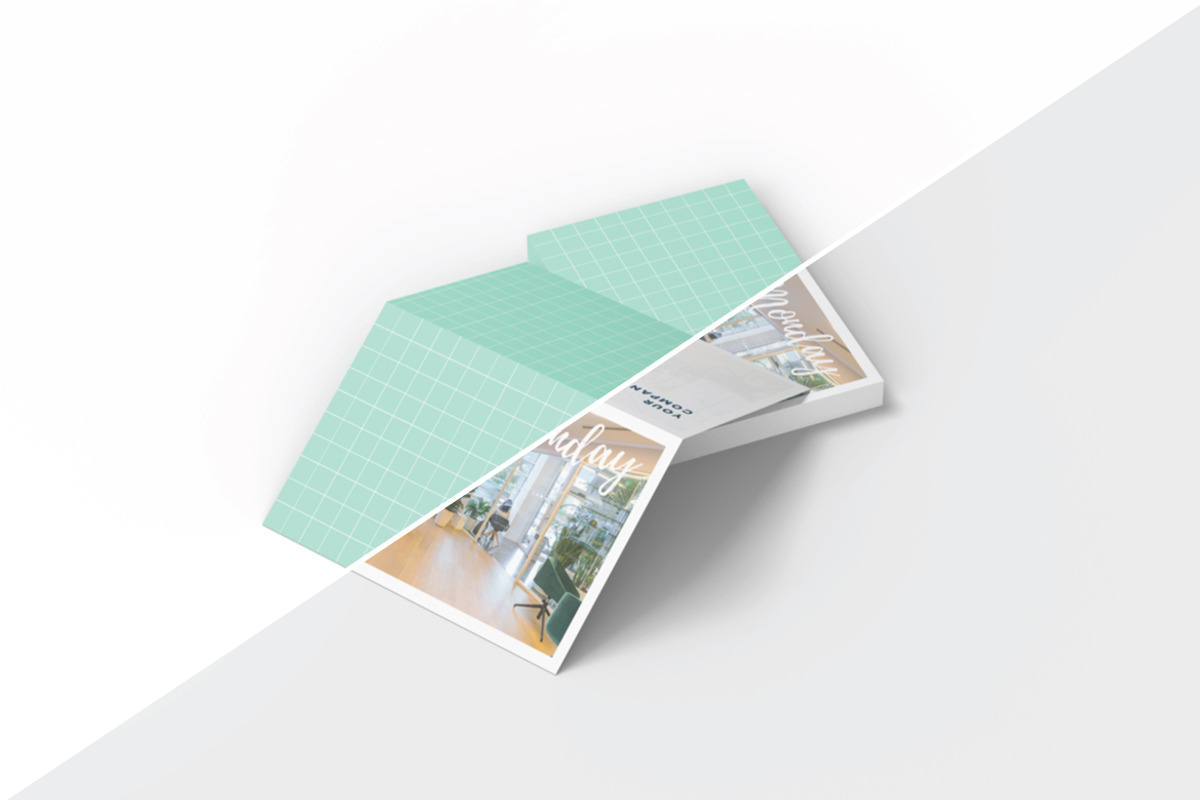 Realistic Fold Postcard Mockup
