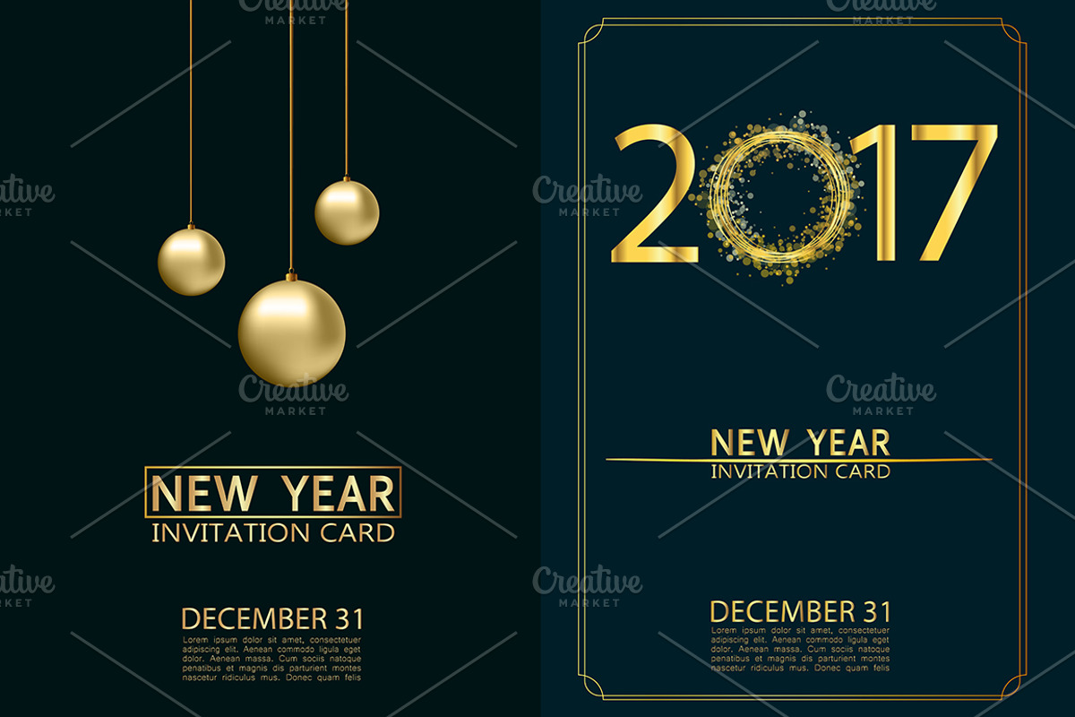 New Year invitation cards. Vector., a Decorative Illustration by Life For Photo