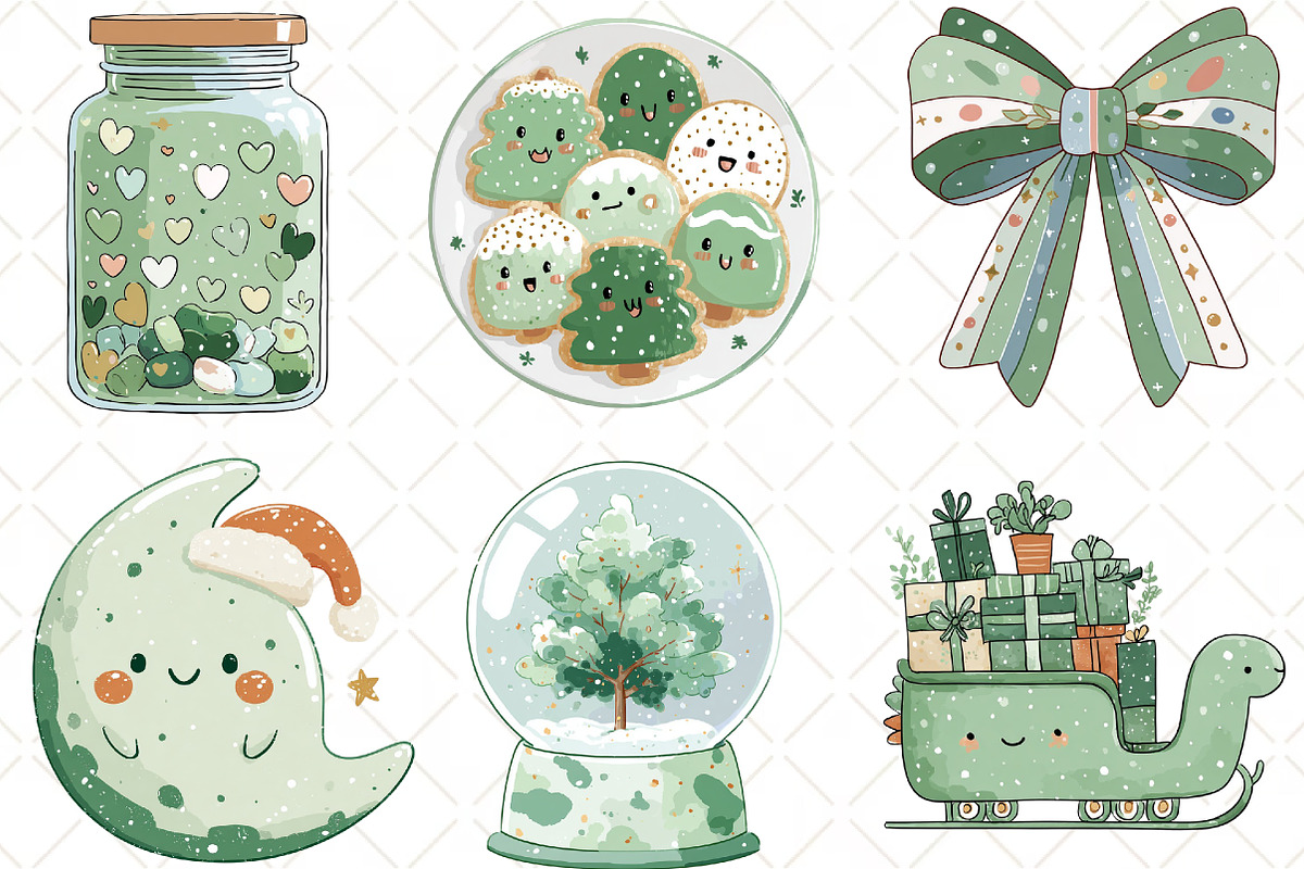 Watercolor Cute Christmas Clipart, an Illustration by Black Bird Studio (Photo 4 of 6)