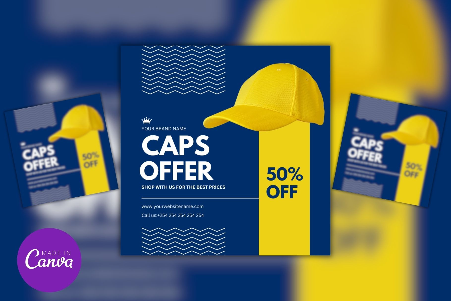 Caps Offer Canva Editable Template