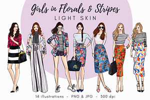 Girls In Florals & Stripes-Light