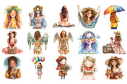 Dreamy Summer Girl Clipart Set, an Illustration by Craft Nest (Thumbnail 2 of 4)