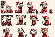 SUPER CUTE SANTA CATS CLIPART PACK, an Animal Illustration by Daring Digies (Thumbnail 2 of 8)