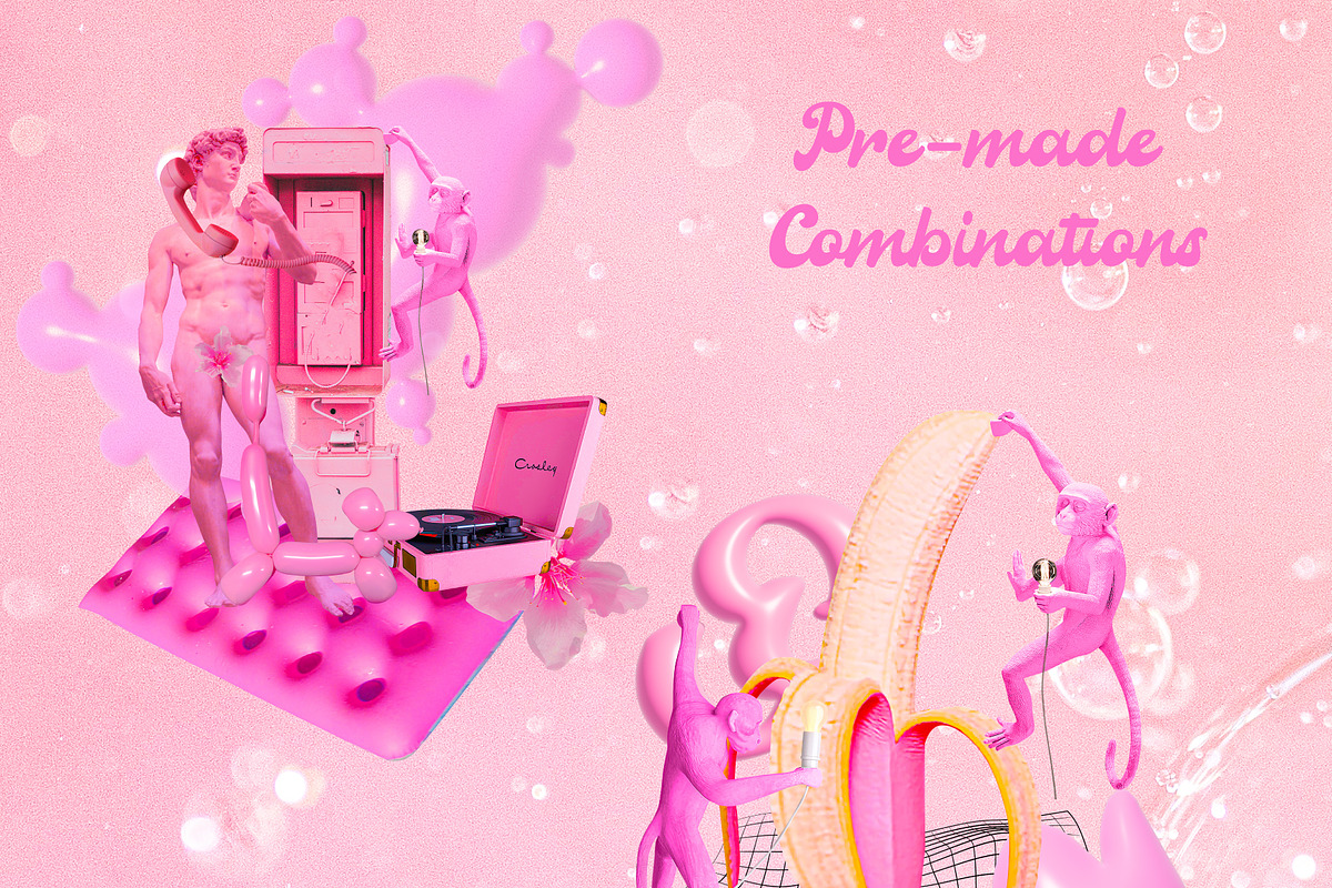 PINK DREAM LAND - Collage Pack, an Object Graphic by SCHÉRI