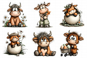 Whimsical Easter Highland Cow Clipar, an Illustration by Daily.Designs (Thumbnail 8 of 8)