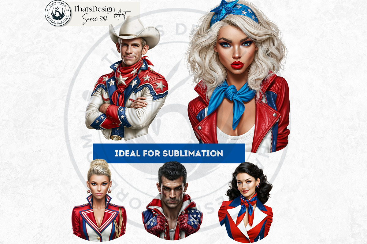 4th of july Patriotic Characters V1, a Person Illustration by ThatsDesignArt (Photo 9 of 12)