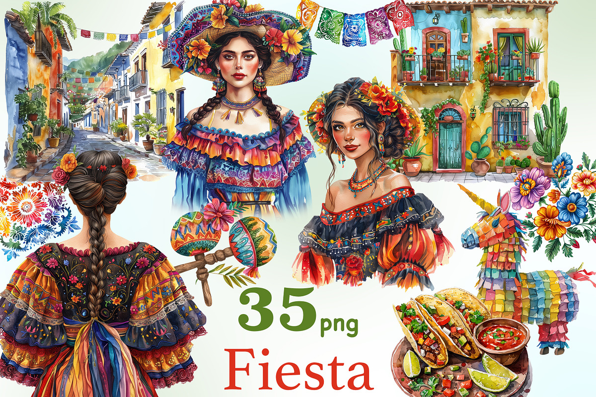 Fiesta Clipart | Cinco De Mayo Bundl, a Person Illustration by GlamArtZhanna (Photo 1 of 6)