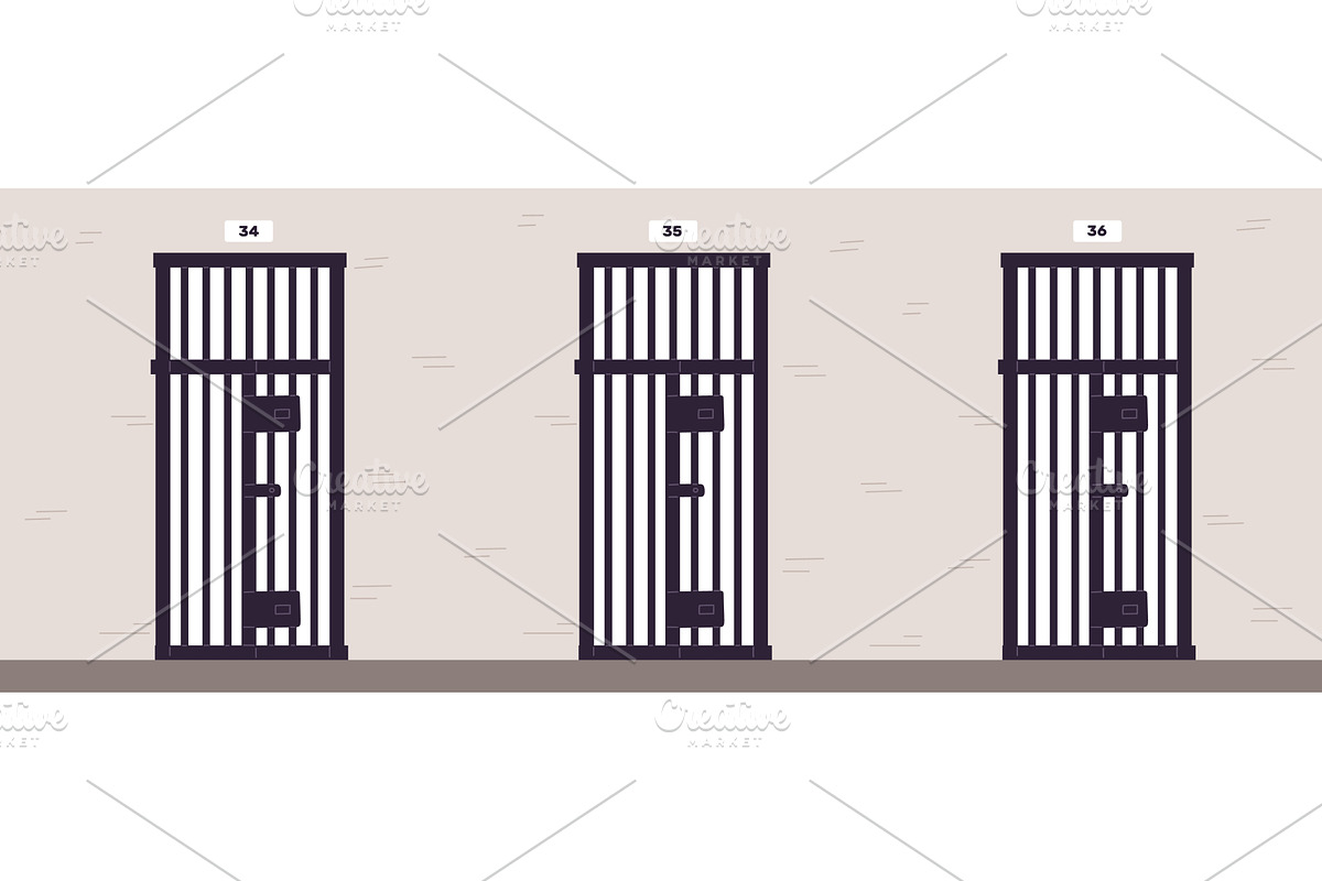 Prison corridor with grated cell, an Object Illustration by Vectorbuum