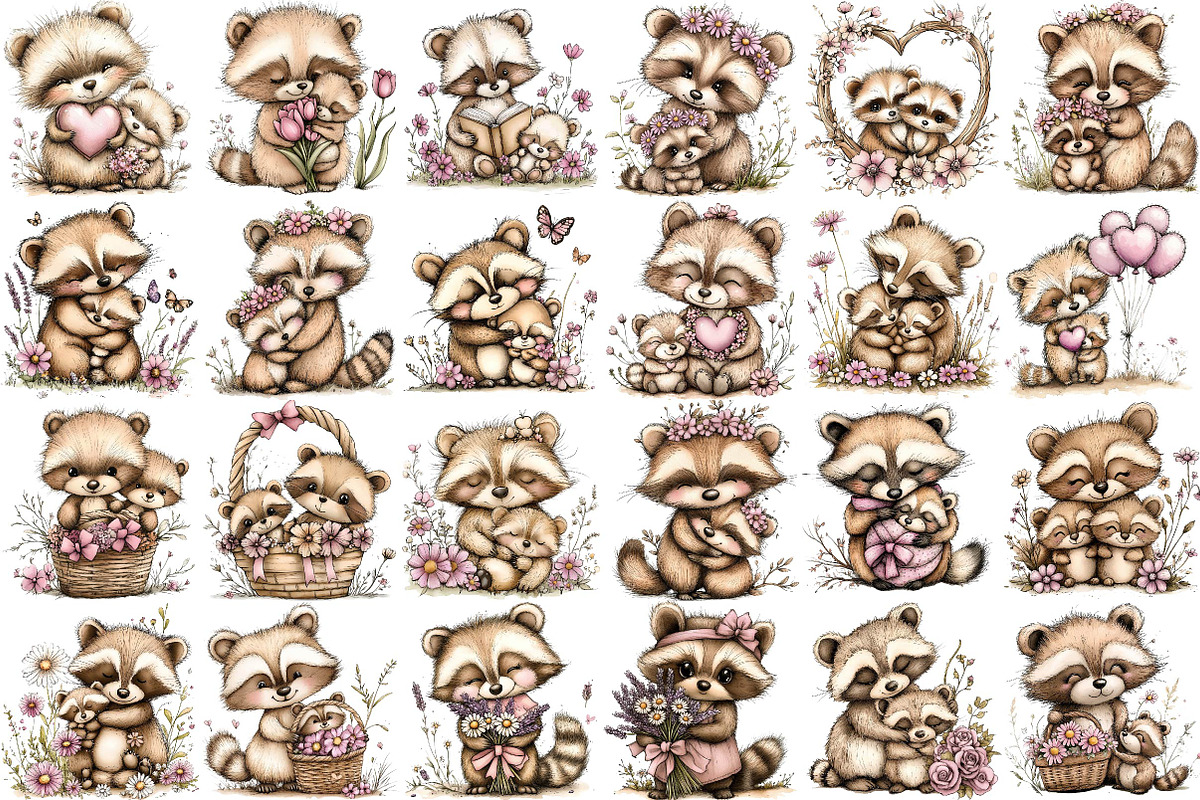 Whimsical Mother's Day Raccoon Clipa, an Illustration by DreamPrint404 (Photo 2 of 6)