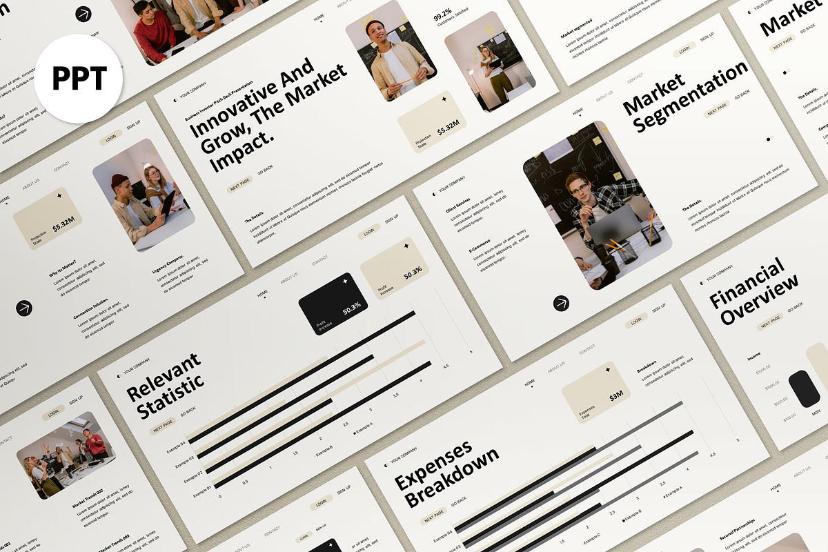 White Modern Pitch Deck PPT, a Presentation Template by graphicook (Photo 1 of 8)