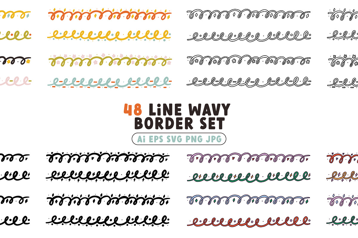 Line Wavy Border Set, a Decorative Illustration by AnkaDrozd (Photo 1 of 5)