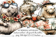 Whimsical Summer Capybara Clipart, an Illustration by Designking (Thumbnail 1 of 3)