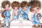 Quirky Cute Little Boy Clipart, an Illustration by DreamCafeArt (Thumbnail 1 of 6)