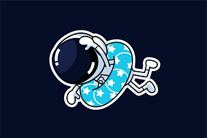 Cute Astronaut Swimming