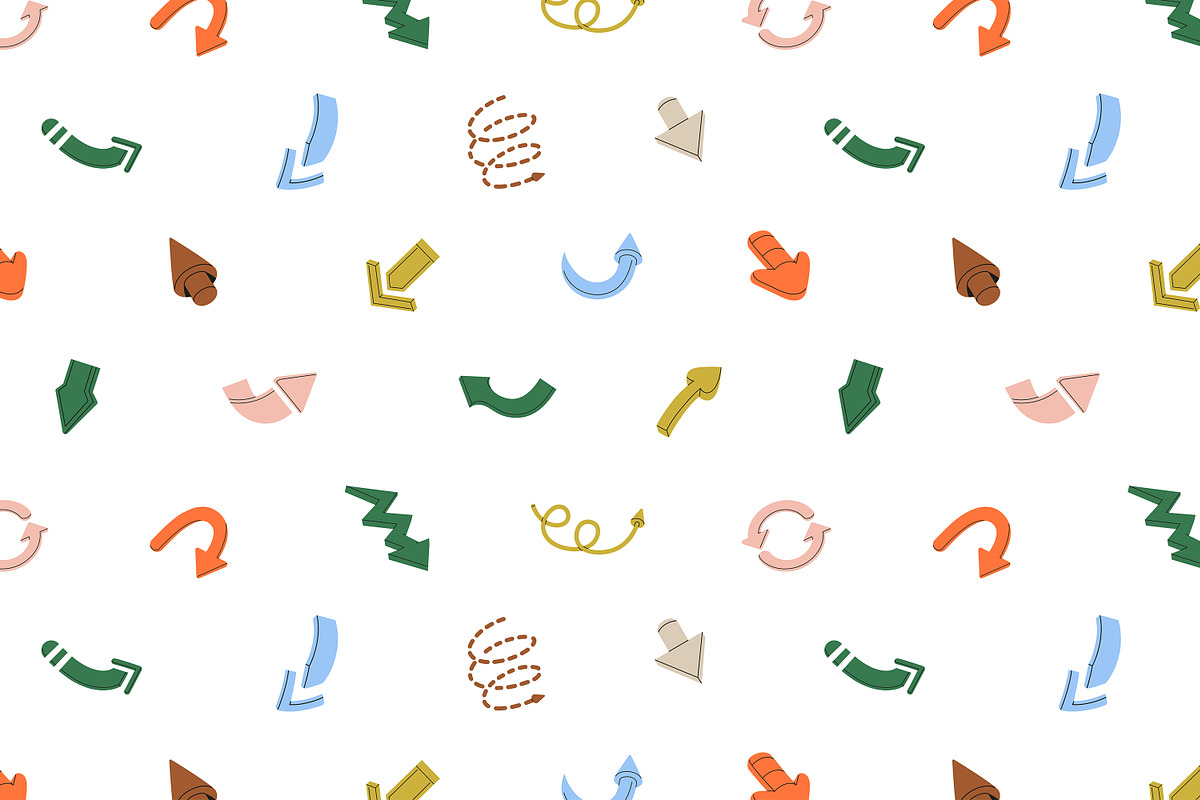 Arrows signs set + seamless patterns, an Object Illustration by PaperTrident (Photo 6 of 6)