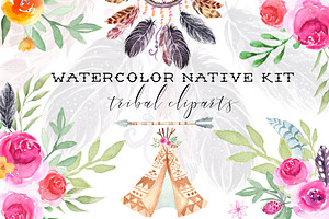 Watercolor Cliparts Native Kit