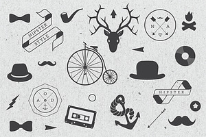 Retro Hipster Icon Set