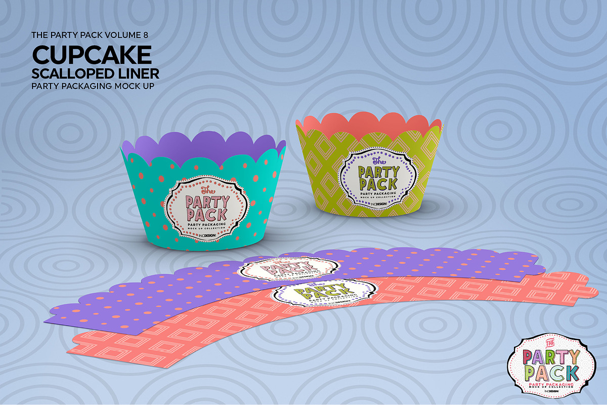 Cupcake Scalloped Liner Party Mockup, a Cups & Container Mockup by INCDesign (Photo 3 of 7)