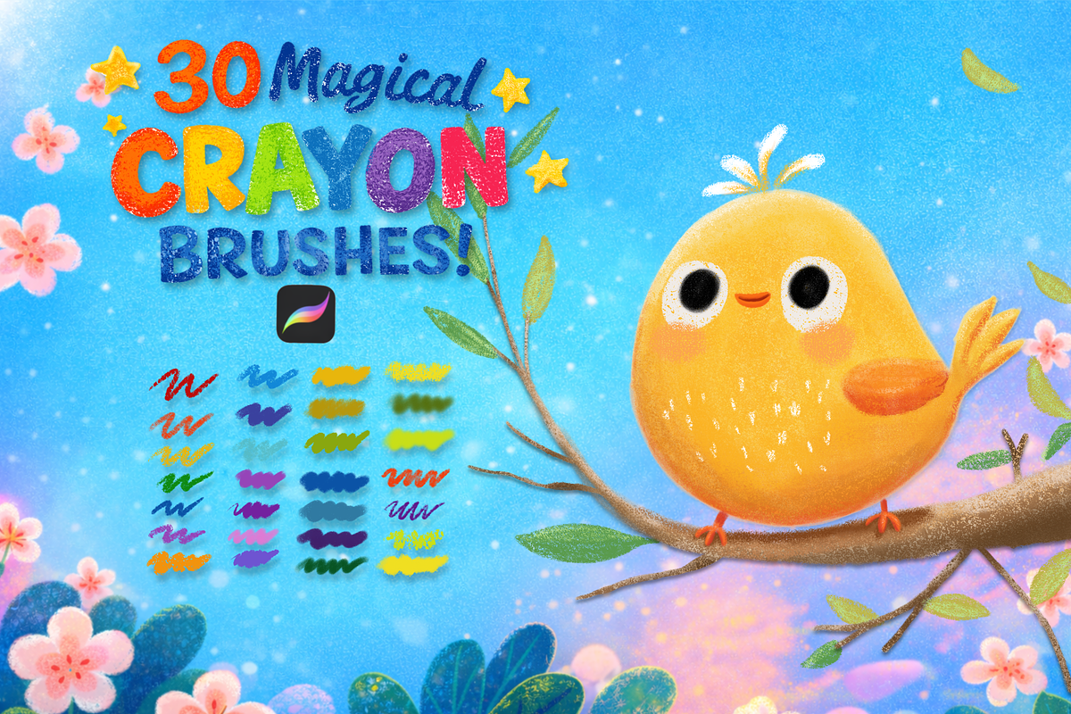 Procreate Crayon Brushes, a Brush Add-On by HopeArtIllustration (Photo 1 of 7)