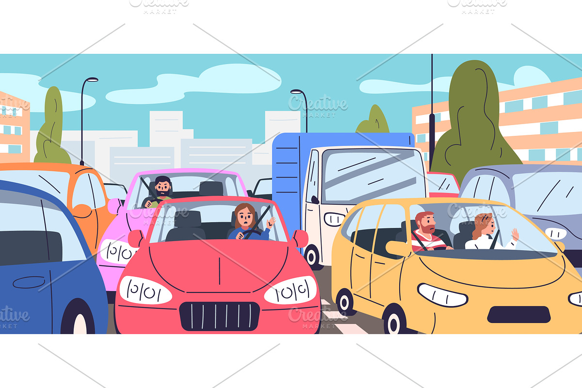 Traffic jam. People stuck car, a Transportation Illustration by Stock-Smart-Start