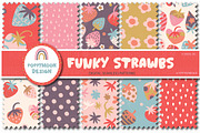 Funky Strawbs clipart & paper set, an Illustration by Poppymoondesign (Thumbnail 2 of 5)