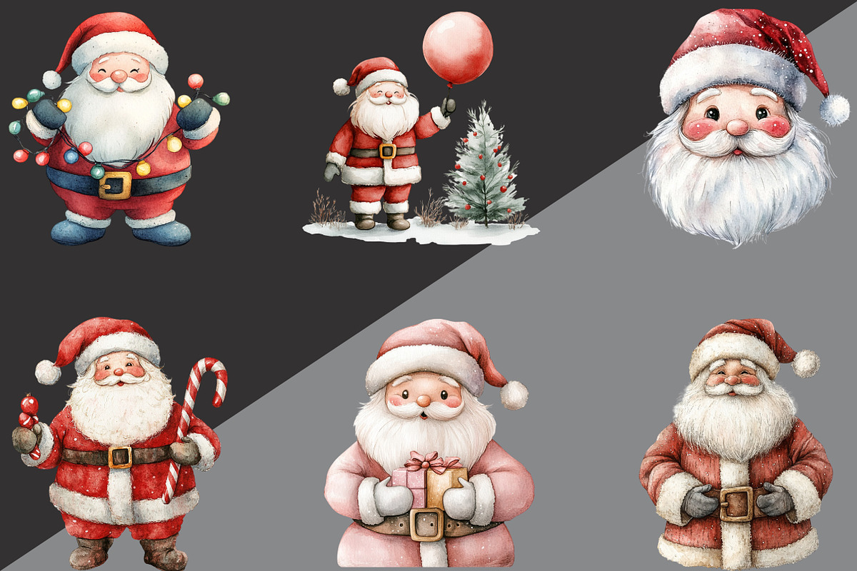 Watercolor Santa Clipart, an Illustration by Black Bird Studio (Photo 4 of 6)