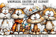 Whimsical Easter Cat Clipart, an Illustration by OK Design (Thumbnail 1 of 6)