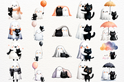 Halloween Ghost Cat Clipart PNG, a Seasonal Illustration by SugarCloudStudioArt (Thumbnail 5 of 6)