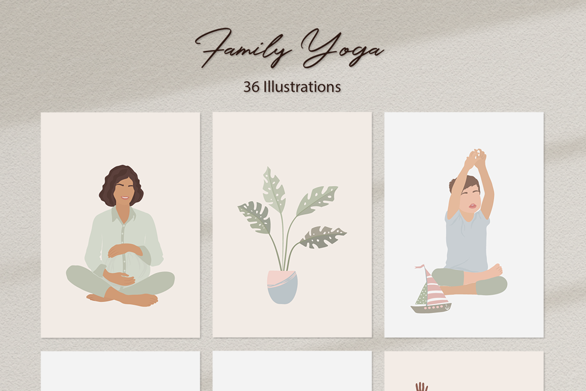 Family Yoga 2 Illustration Set, a Sport Illustration by Irena Art (Photo 4 of 14)
