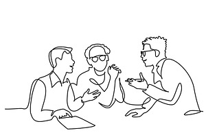 Group of male scientists employees, a Person Illustration by Valenty
