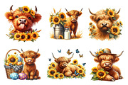 Watercolor Sunflower Highland Cow, an Illustration by CreationArt (Thumbnail 2 of 5)