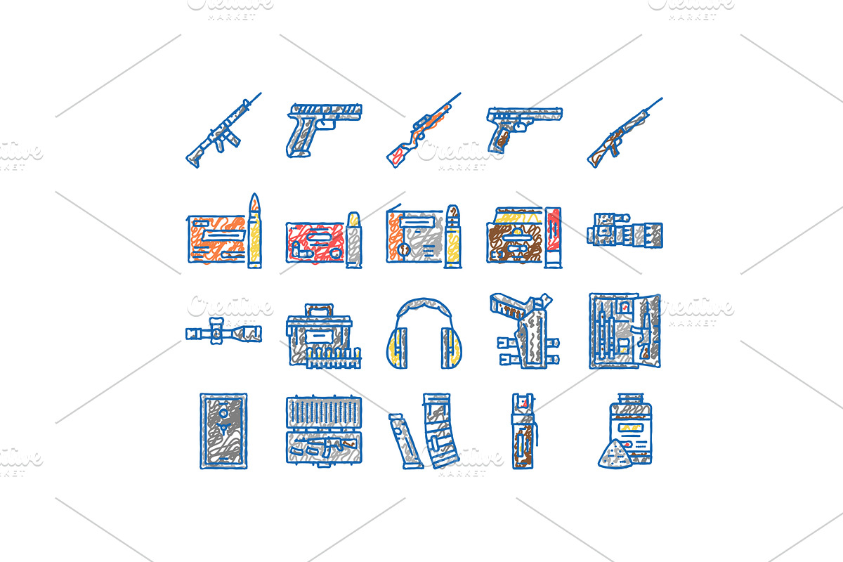 Shooting Weapon And Accessories, an Object Illustration by pikepicture