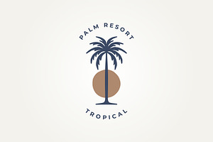 tropical palm tree resort icon logo, a Branding & Logo Template by Blazybone