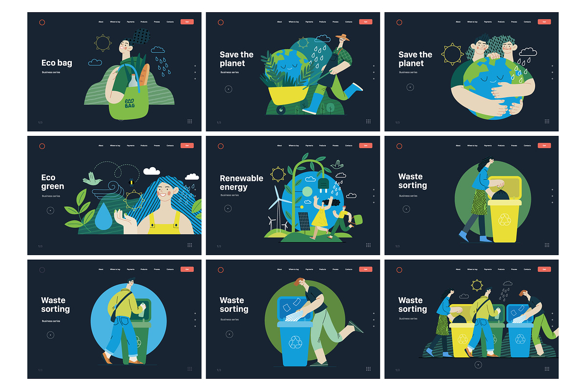 Ecology flat vector illustrations, a Templates & Theme by Grivina's shop (Photo 29 of 31)