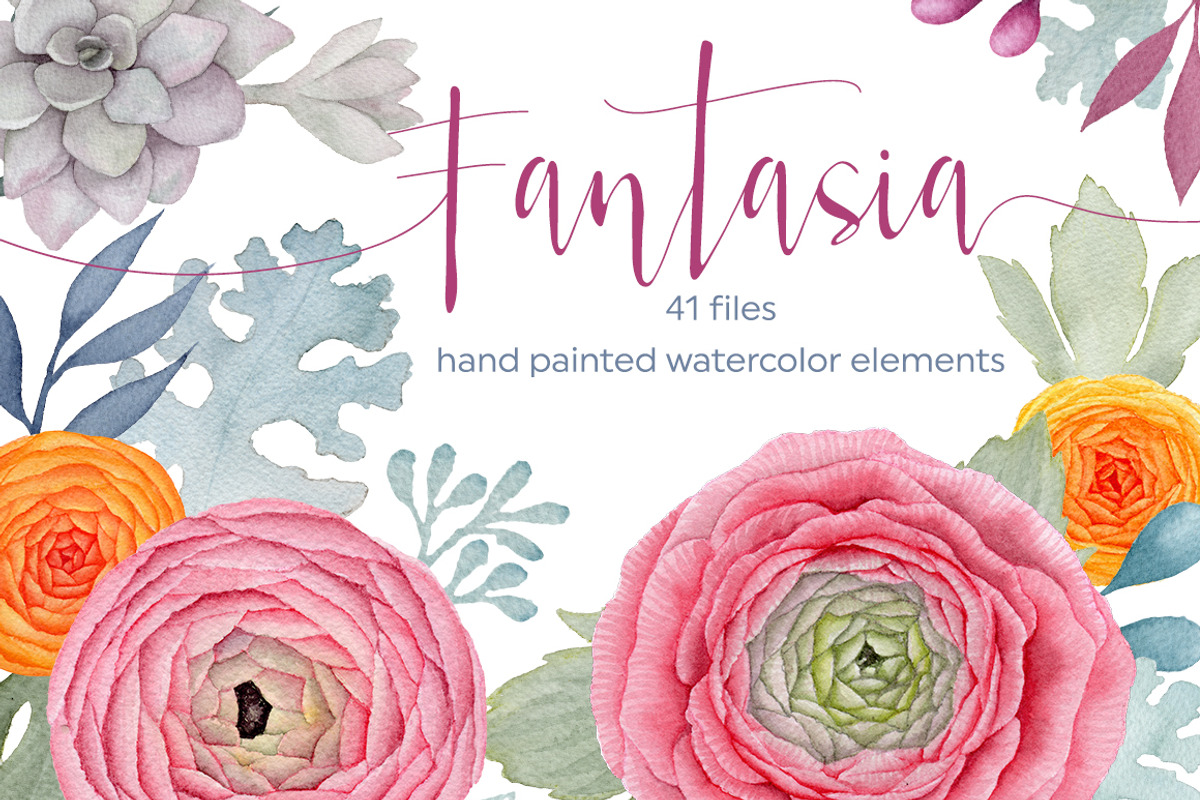 Fantasia. Watercolor flowers pack, an Illustration by Watercolor Nomads (Photo 1 of 3)