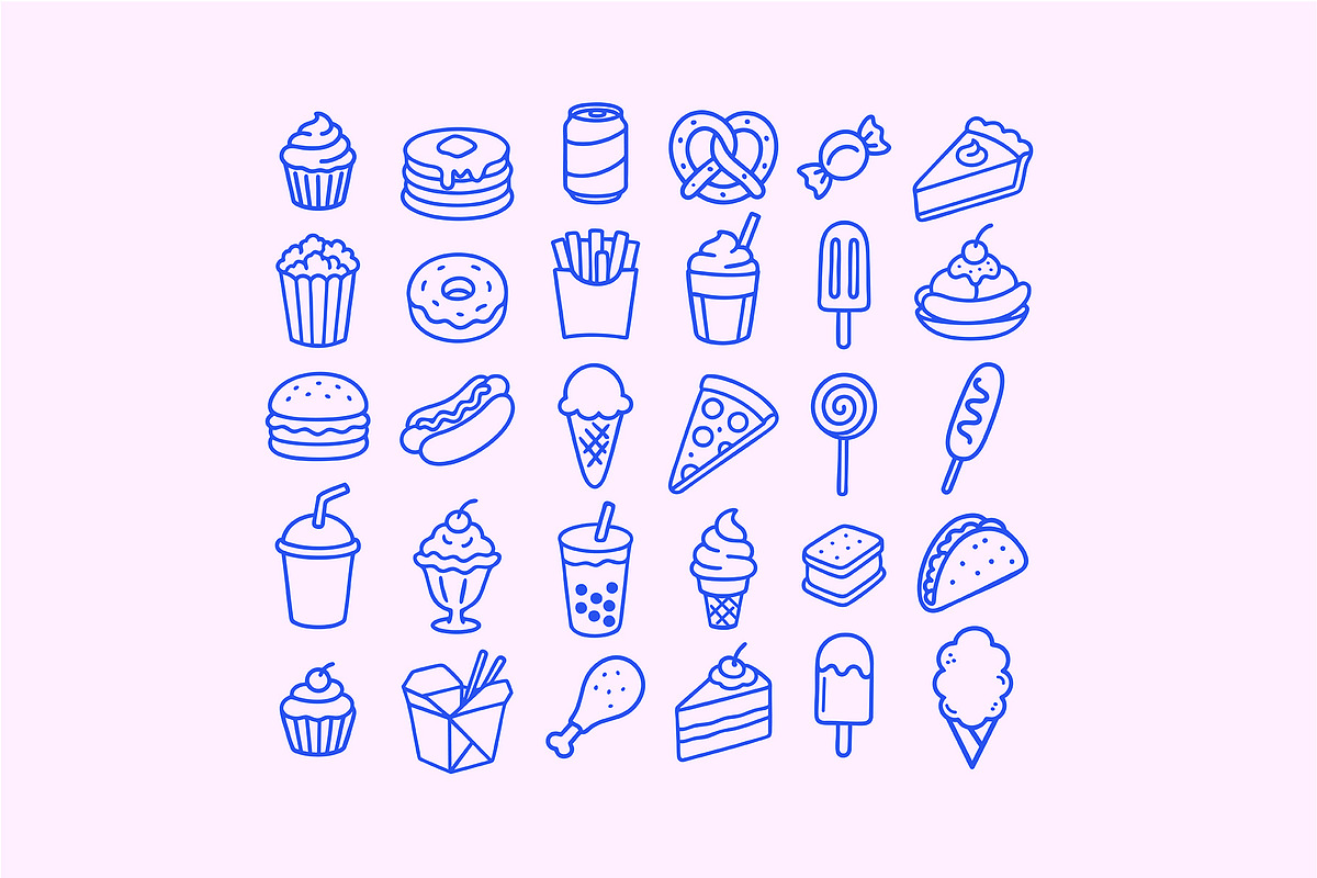 Fast Food icons, an Outline Icon by GraphicsByKassy (Photo 2 of 6)