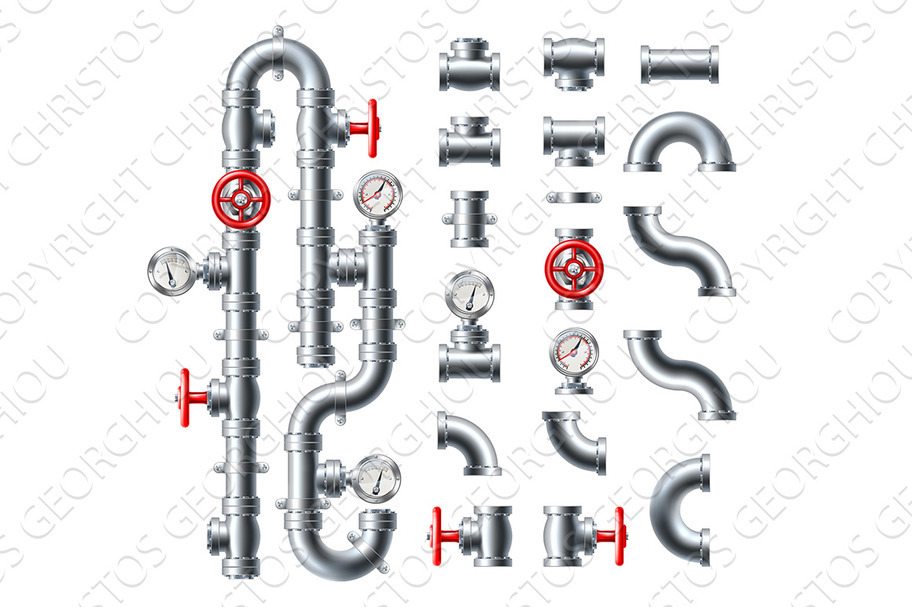 Pipes Water Sewage Pipeline Plumbing, an Illustration by Christos Georghiou
