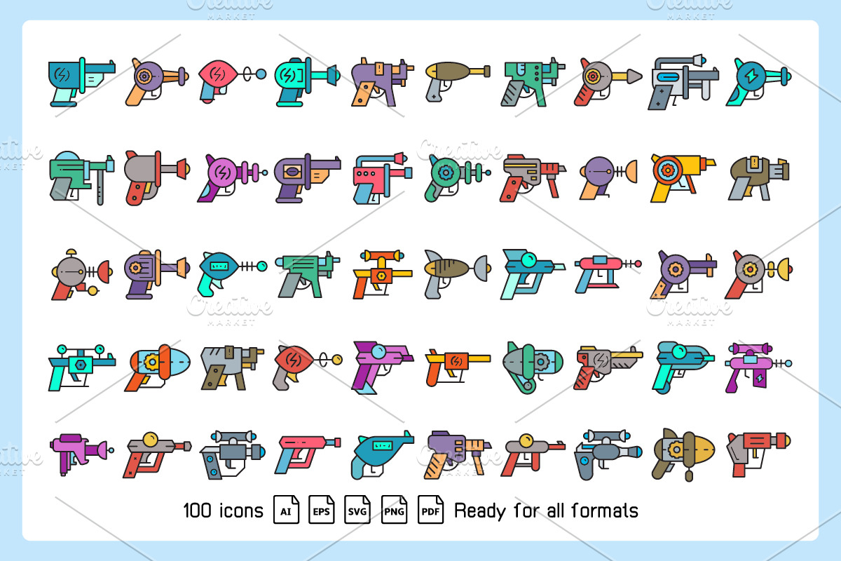 Futuristic Gun, Space Blaster Icons, an Icon by Designfour (Photo 3 of 5)