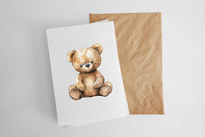 Watercolor Teddy Bears Clipart PNGs