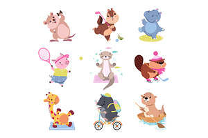 Animals doing exercise. Cute animal, a Sport Illustration by Valerie Bodnar