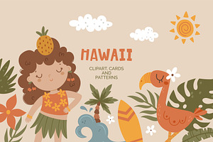Hawaii Cute Clipart collection, a Person Illustration by Leysan Shayak