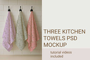 THREE COTTON KITCHEN TOWELS MOCKUP, a Household Mockup by jenartstudio (Thumbnail 2 of 2)