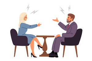 Businesswoman and businessman argue, a Person Illustration by Vectorbuum