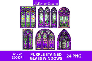 Purple Stained Glass Windows Clipart