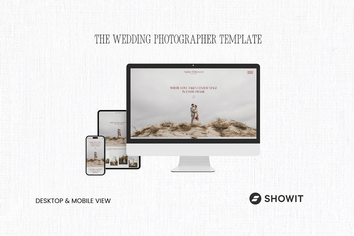 Wedding Photographer Showit Tempate, a Landing Page Template by Design by Alia (Photo 1 of 3)