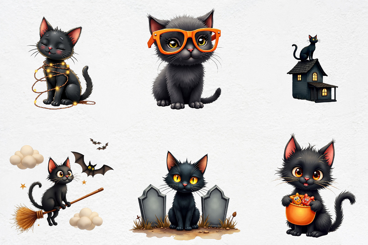 Spooky halloween black cat, an Illustration by CrexoraLab (Photo 2 of 5)