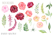 Watercolor Marsala Flowers Clipart, an Illustration by PaperSphinx (Thumbnail 2 of 4)