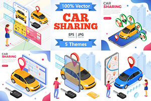 Car Sharing Service Concepts, a Person Illustration by TAlex