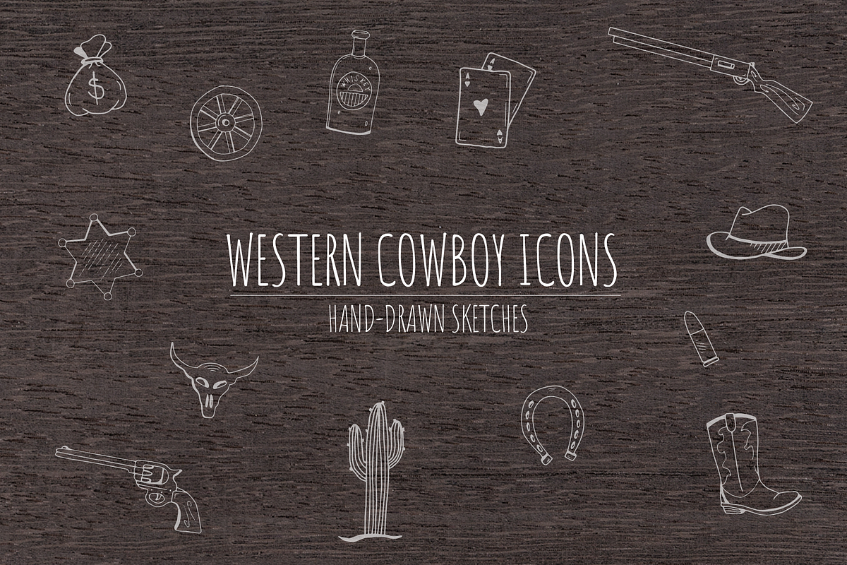 Hand-Drawn Western Cowboy Icons, an Illustration by Chuck Pearson (Photo 2 of 3)