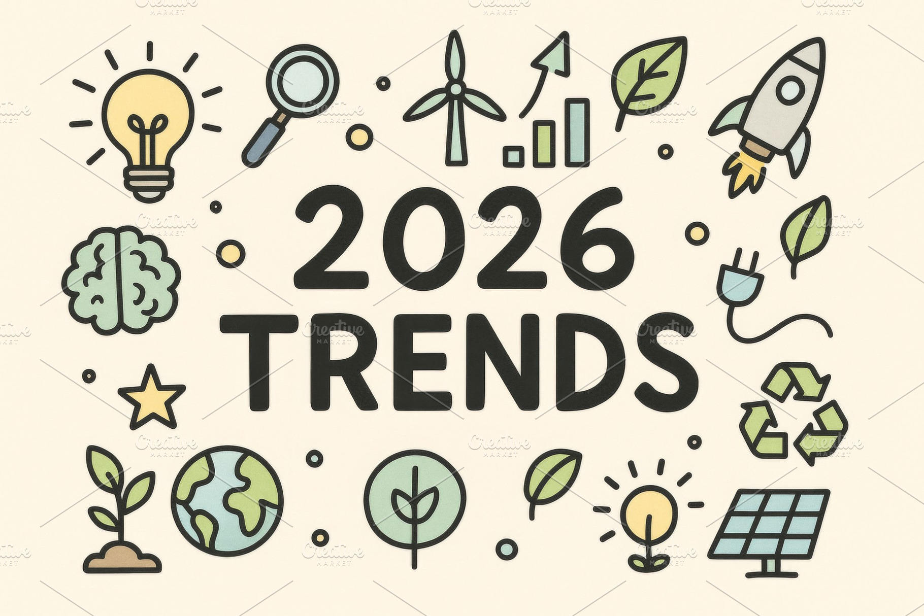 2026 trends illustration featuring e, a Photo by Dvoevnore photos